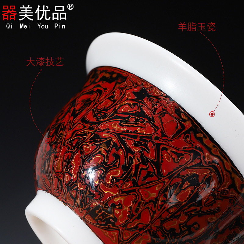 Implement the superior lacquer tea dehua ceramic high white porcelain tureen tea cups is big three bowls of Chinese style