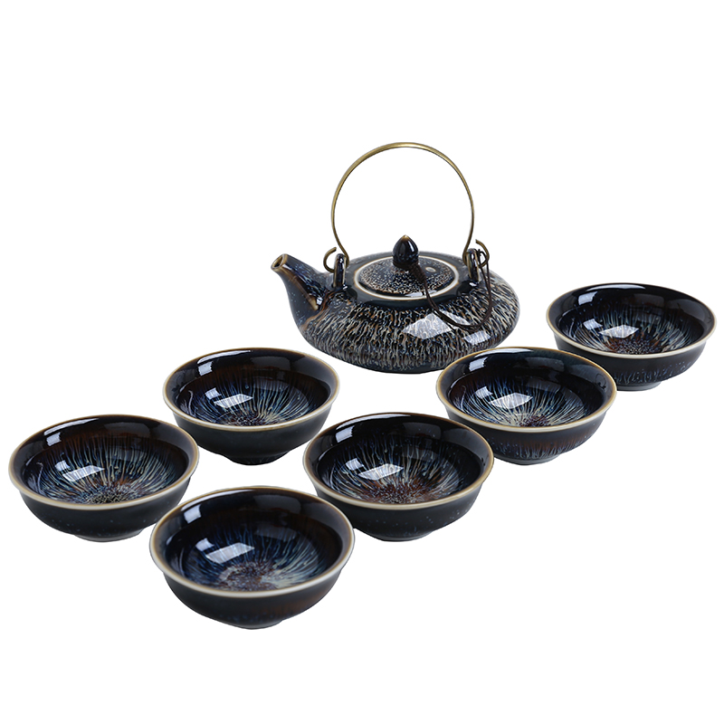 Beauty is superior ceramic obsidian girder changing pot of kung fu tea set built teapot teacup red glaze, the whole household
