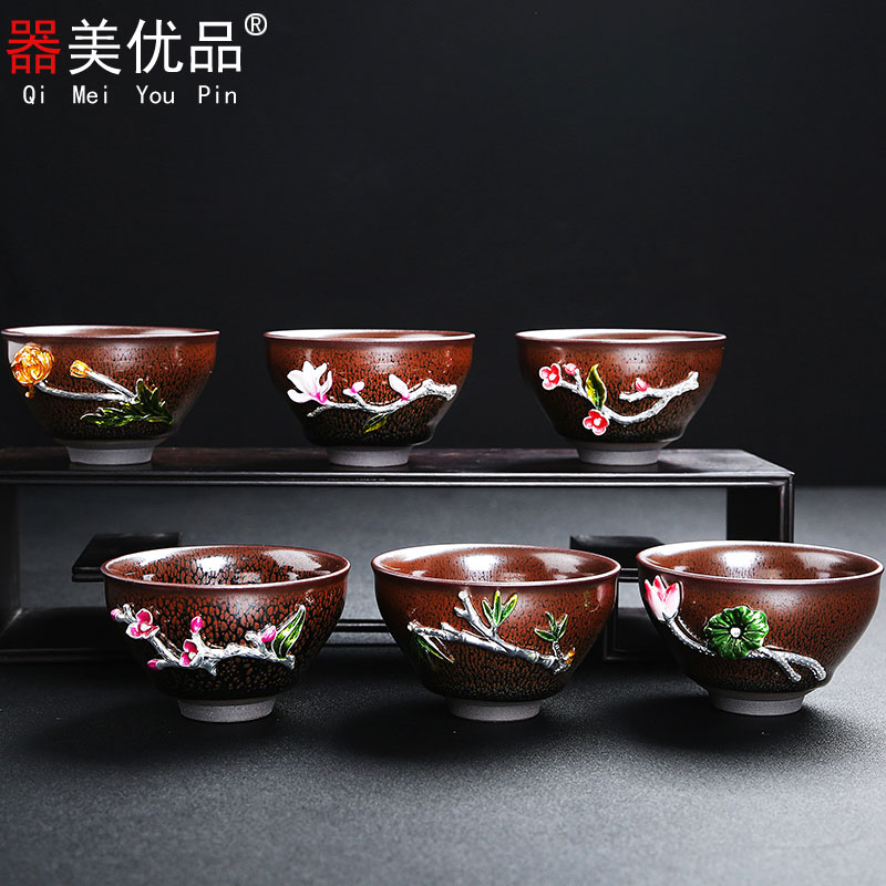 Implement the superior tea up, ceramic cups built one pure manual household single CPU porcelain bowl sample tea cup cup