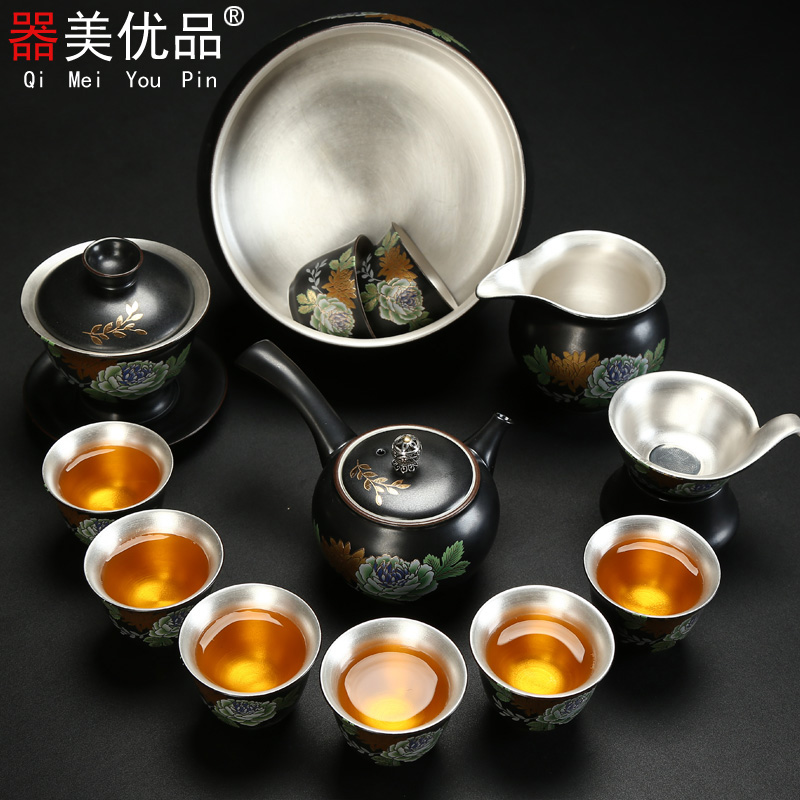 Implement the optimal product silver tureen 999 ceramic coppering. As silver cup sample tea cup kung fu tea set to use tea