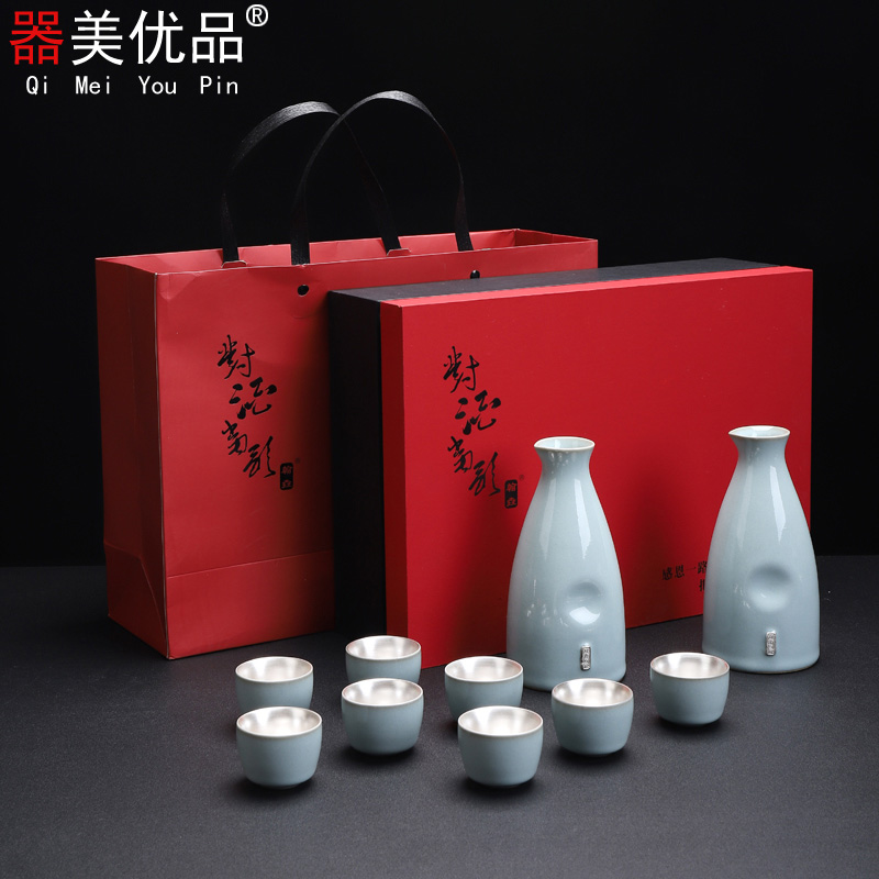 Implement the optimal product wine warm your up glass coppering. As sterling silver 999 hot hip flask with a small handleless wine cup ceramic white rice wine masterpieces