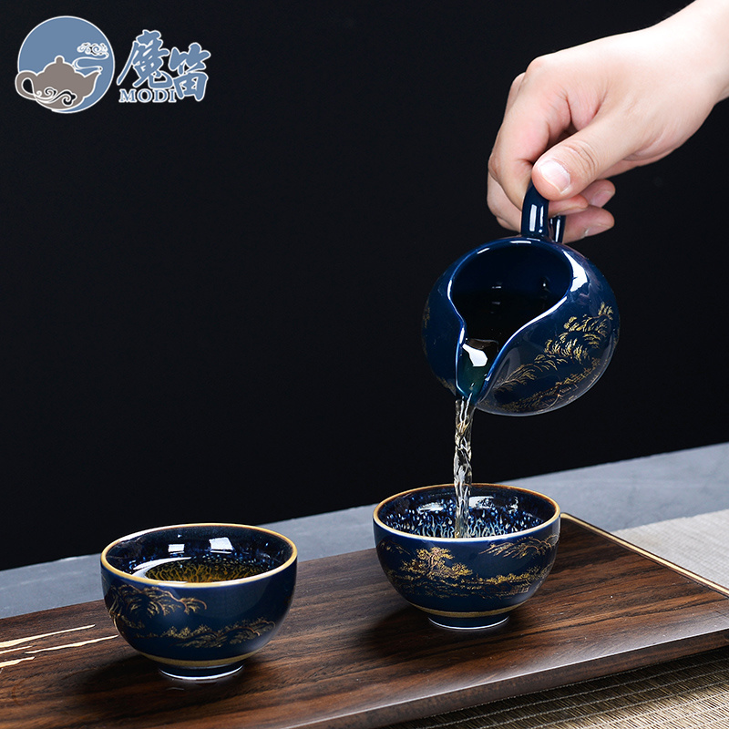 The flute ceramic kung fu tea set The home side The lid bowl of tea cups of a complete set of accessories of high - grade office