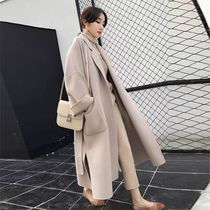 Autumn and Winter Korean version loose small fresh wool wild coat Female long small student forest department coat