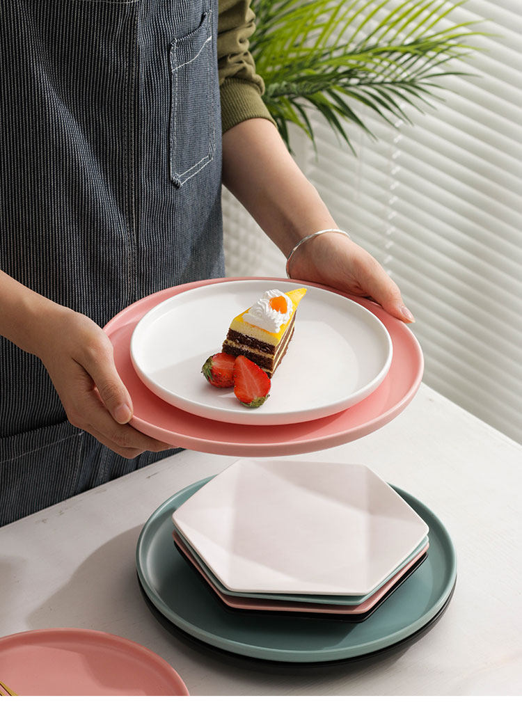 北欧ins西餐具牛排甜品糕点盘子陶瓷早餐盘圆盘意面盘披萨盘