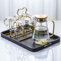 Simple high-grade Nordic home living room light luxury glass cup water cup with handle handle tea cup set
