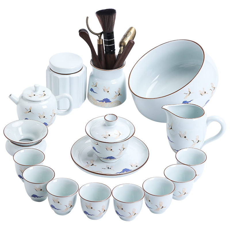 By Japanese contracted set of tea service suit small home office tea set ceramic tea tray was contracted tea cups