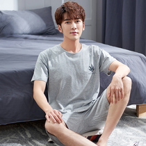 Modal pajamas mens summer thin size short sleeve shorts loose casual can go out mens home clothing set