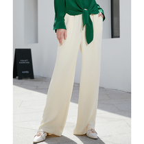 White heavy silk wide-leg pants womens high waist draping straight mopping pants casual pants thin 2020 new summer