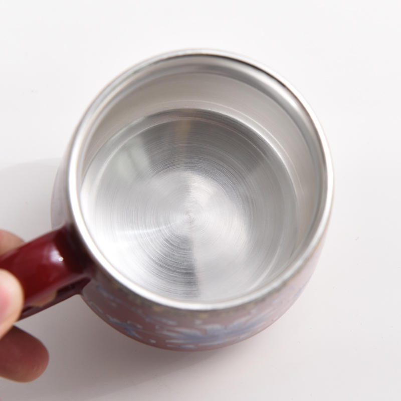 Mark cup with cover glass colored enamel porcelain coppering. As silver cup 999 sterling silver filter tea cup home office