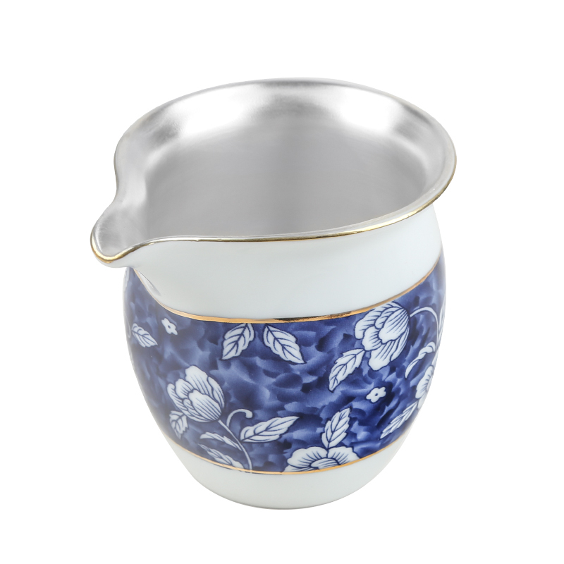 Jingdezhen blue and white porcelain fair silver cup 999 silver checking ceramic kung fu tea tea ware accessories tea sea