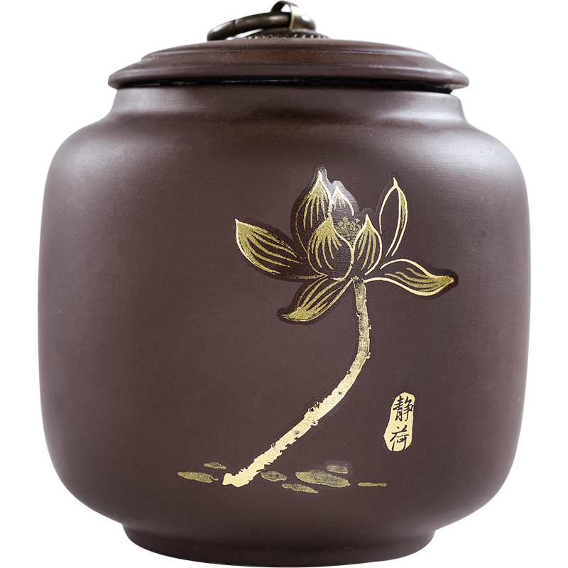 Ceramic violet arenaceous caddy fixings small seal pot pu - erh tea tieguanyin receives domestic portable tea boxes