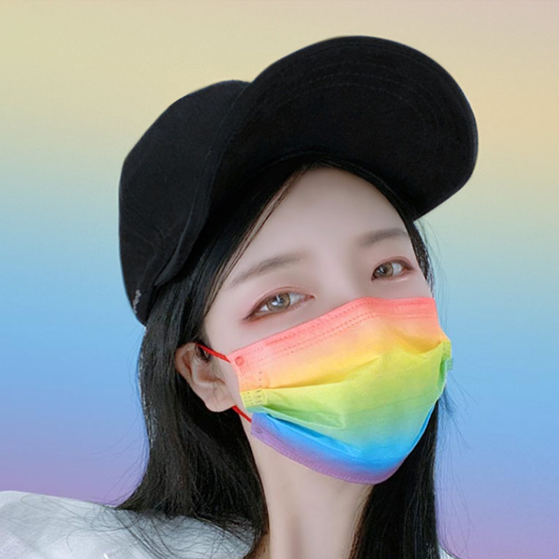 【20枚装】医用外科彩虹渐变口罩成人彩色