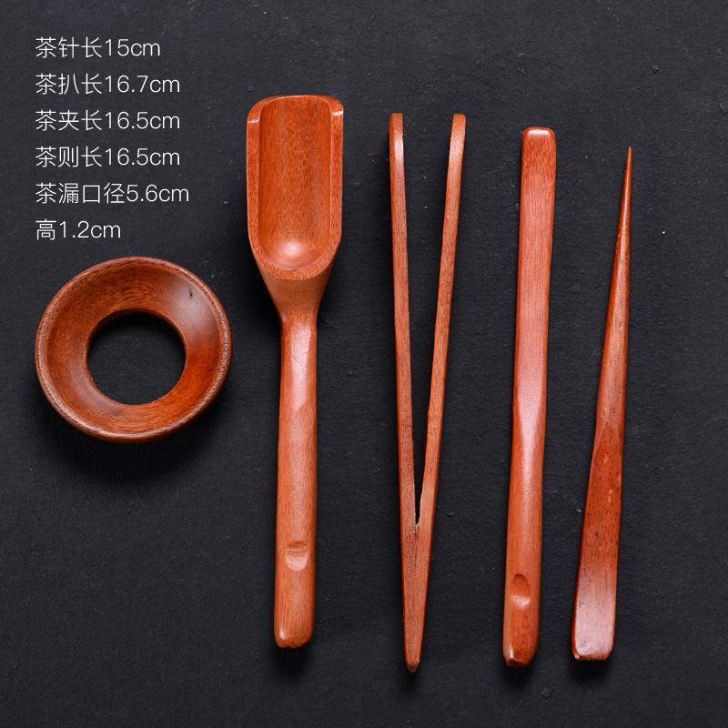 Elder brother up with tea six gentleman tea purple ceramic kung fu tea sets accessories celadon ChaGa wood, bamboo clip to tea