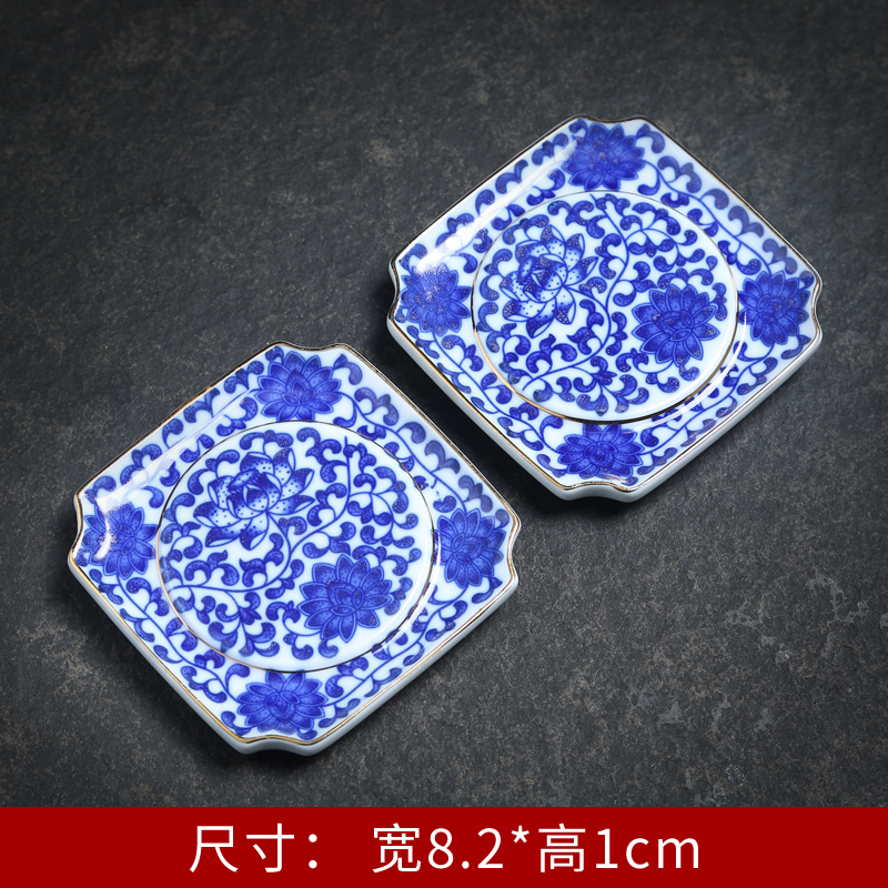 Blue and white porcelain tea cups a shadow Blue cup mat heat - resistant ceramic cup mat kung fu tea tea tea zero household