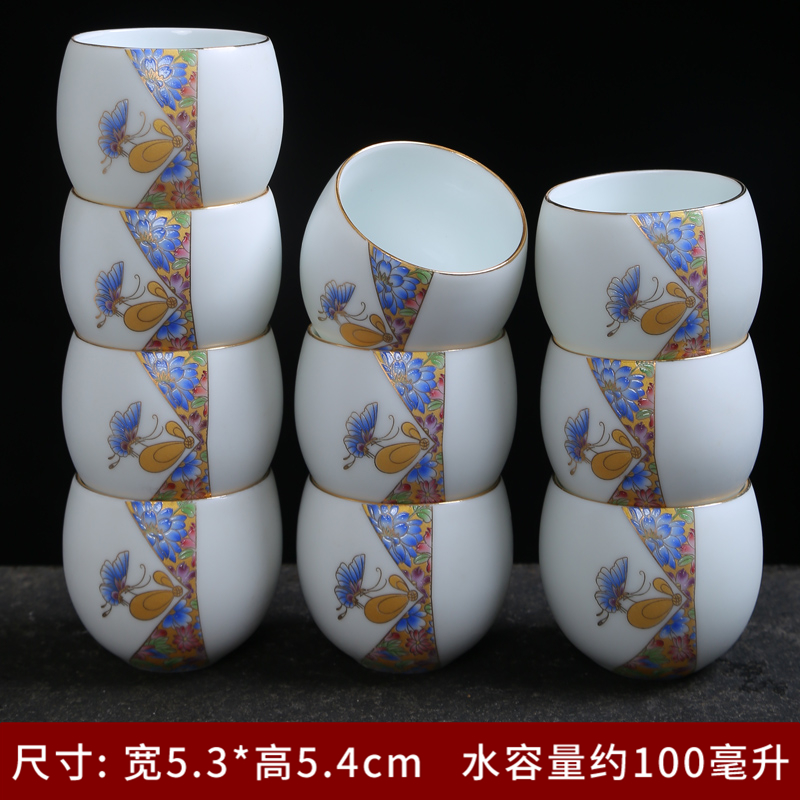 Inferior smooth fat white ceramic cups sample tea cup kung fu tea set small bowl name plum single CPU master cup tea light