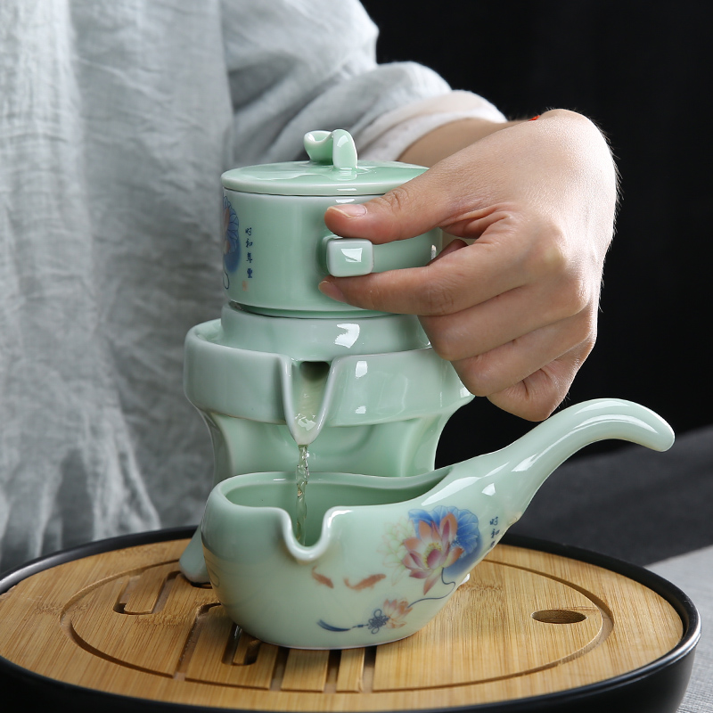 Celadon pot fortunes auto accessories cup half full automatic millstones kung fu tea set lazy people make tea