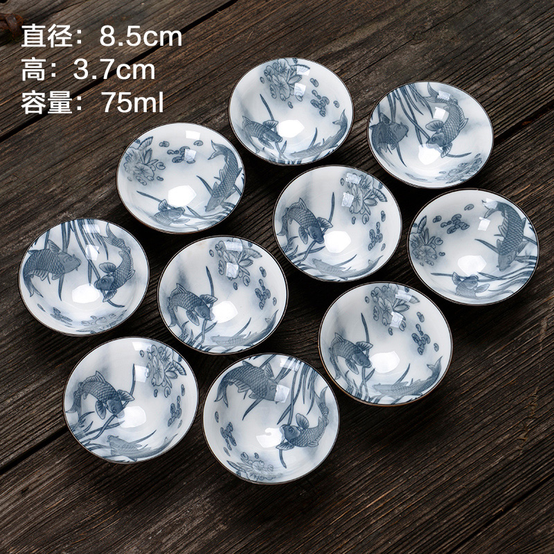 Masters cup large single cups of blue and white porcelain bowl with kung fu tea set sample tea cup ceramic tea cups, individual