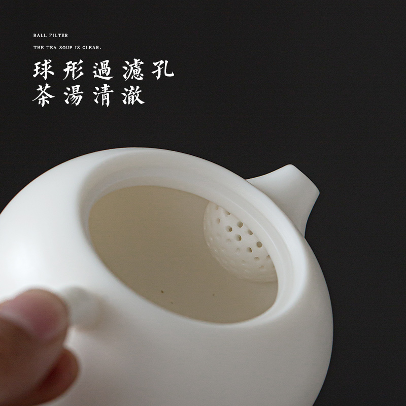 Suet jade dehua white porcelain craft xi shi pot of Suet jade ceramic biscuit firing kung fu tea set household little teapot