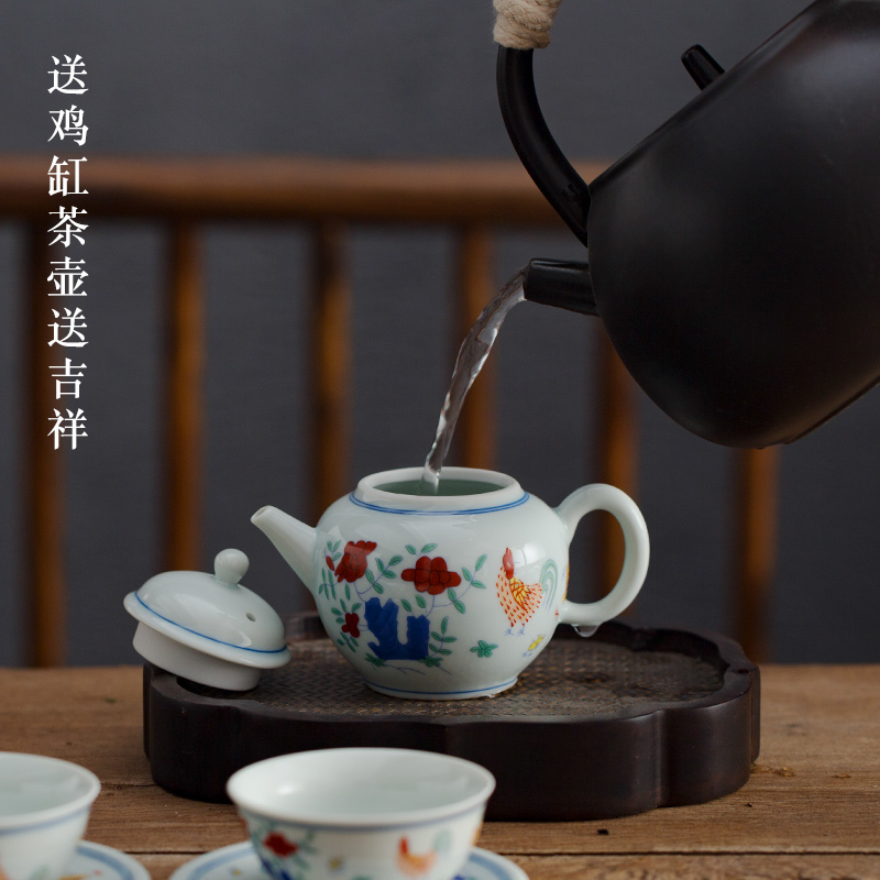 Ming chenghua cup single color chicken cylinder maker of jingdezhen ceramic manual hand - made kung fu tea kettle