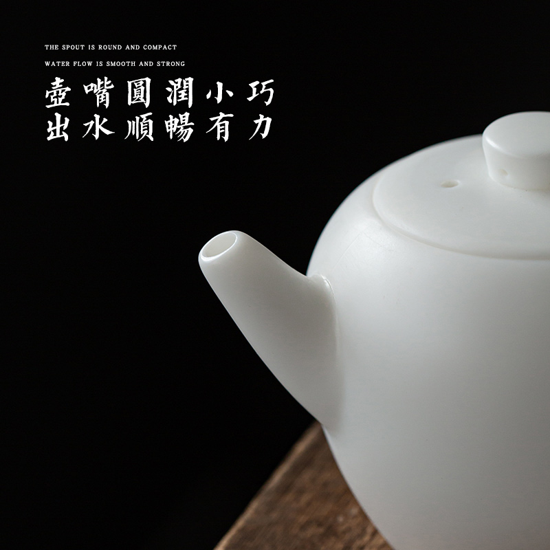 Dehua manual suet jade teapot single pot of white porcelain beauty make tea pot of household, small single tea