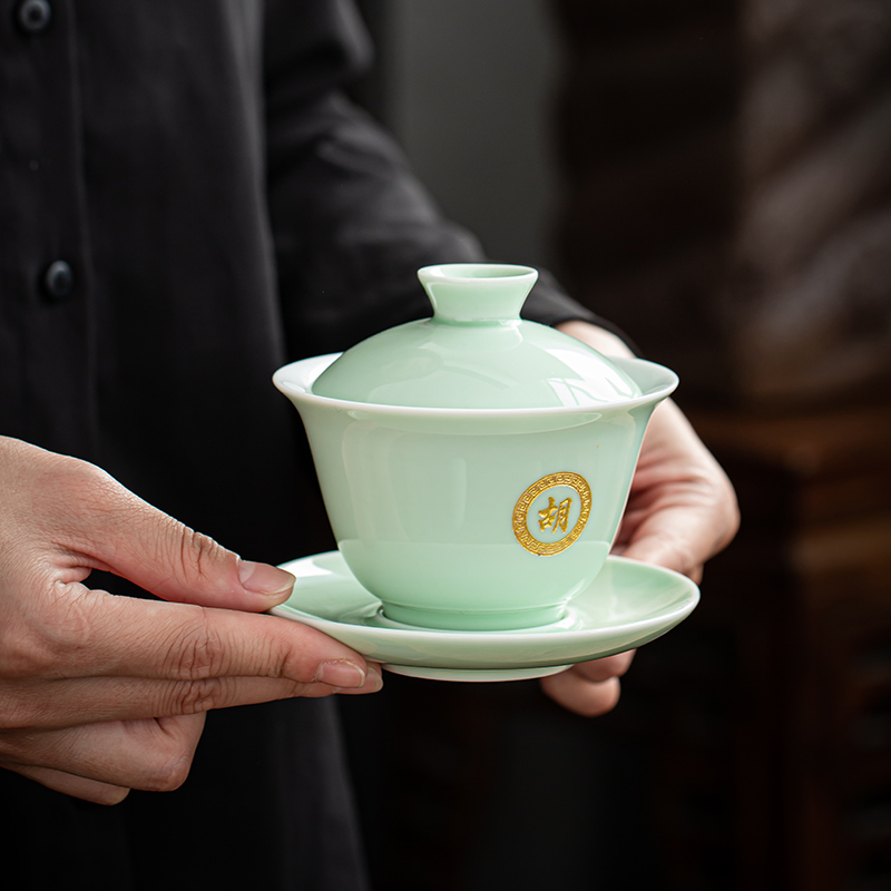 Jingdezhen of ordering only three tureen tea cups domestic large single carving word private custom logo