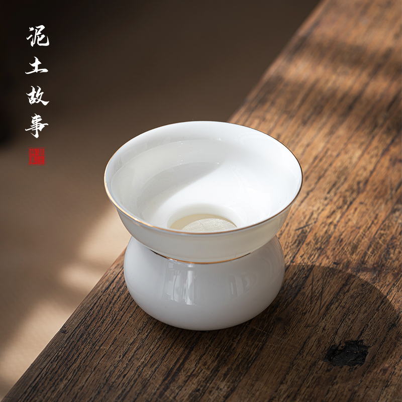 Dehua fuels the suet white jade) tea ceramic filter every other kung fu tea tea tea set with parts filtration group