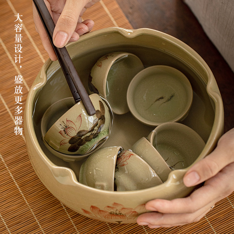 Jingdezhen hand - made lotus ice to crack the up ceramic tea wash your bowl is domestic large capacity water jar is large porcelain writing brush washer