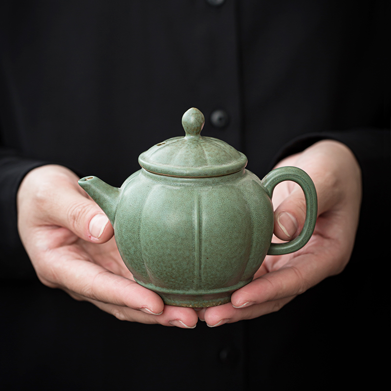 Jingdezhen green glaze up teapot single pot of Japanese kung fu tea set manually restoring ancient ways of household ceramics xi shi pot