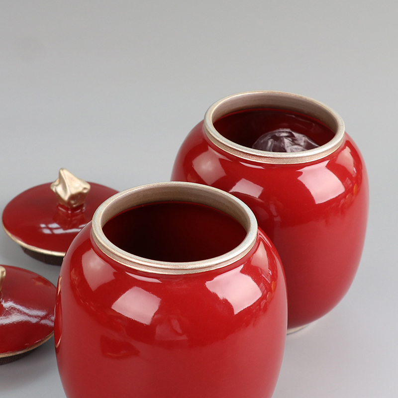 I swim wedding wedding red sugar pot jujube tea can seal as cans ceramic household dowry gifts custom