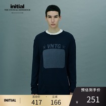 initial autumn and winter printed knitted sweater retro pattern pullover long-sleeved trendy men