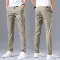 Hong Kong high-end kacchi casual pants men and Korean version of the trend of mens pants summer thin ice wire speed dry mens pants