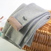 Cotton leggings women wear spring and autumn winter plus velvet thick thread light gray size high waist warm cotton pants women