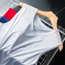 Ice silk vest mens summer trend thin loose mesh breathable waistcoat sports quick-drying sleeveless T-shirt wide shoulder