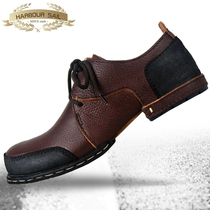 (Broken code clearance) European and American domineering big head casual leather shoes mens 2022 autumn and winter top layer cowhide leather shoes trend