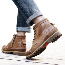 Martin boots leather mens boots mid-top 2022 autumn and winter breathable zipper tooling mens shoes trendy short boots mens singles shoes