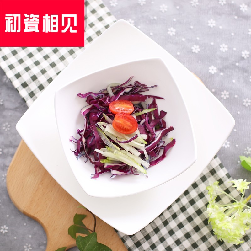 Pure white porcelain meet each other at the beginning of the new ceramic salad platter household pasta dish plate deformed newborn ipads porcelain plate