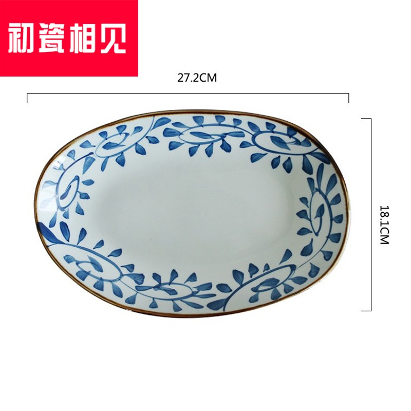 Porcelain meet each other at the beginning of long home soup plate disc abnormity tableware creative dish plate Japanese contracted fish dish GT - PZ - A move