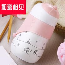 First porcelain meet the new stainless steel from the thermos cup ladies students small and cute creative bubble tea vacuum cup