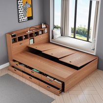 Tatami bed wardrobe integrated modern simple high Box storage bed storage bed small apartment type collapsed rice bed drawer bed