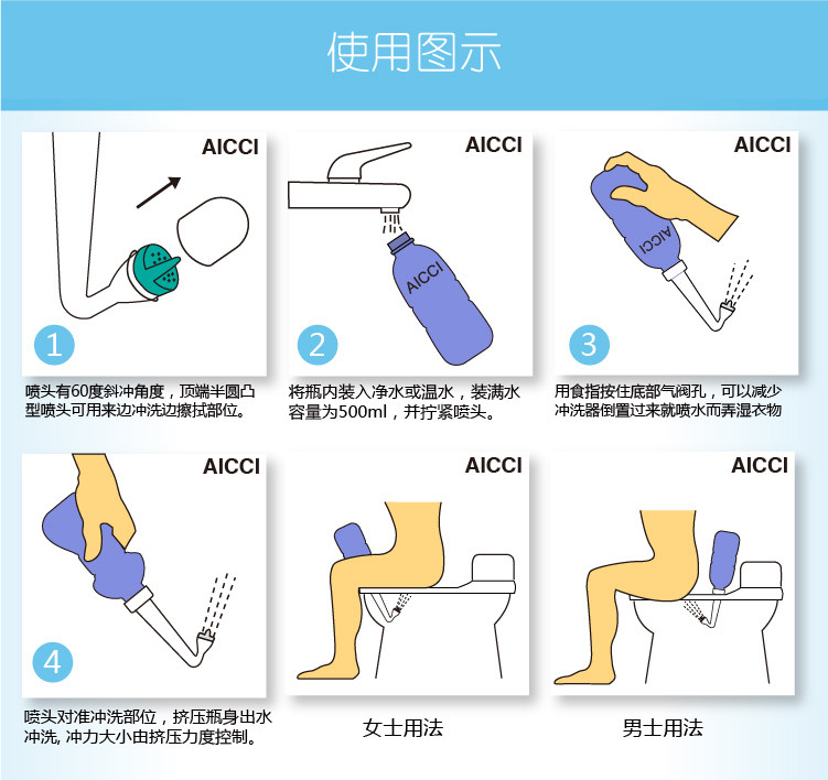 爱尚洗便携式妇洗器 洁身外阴道肛门冲洗器产妇孕妇清洗屁股包邮