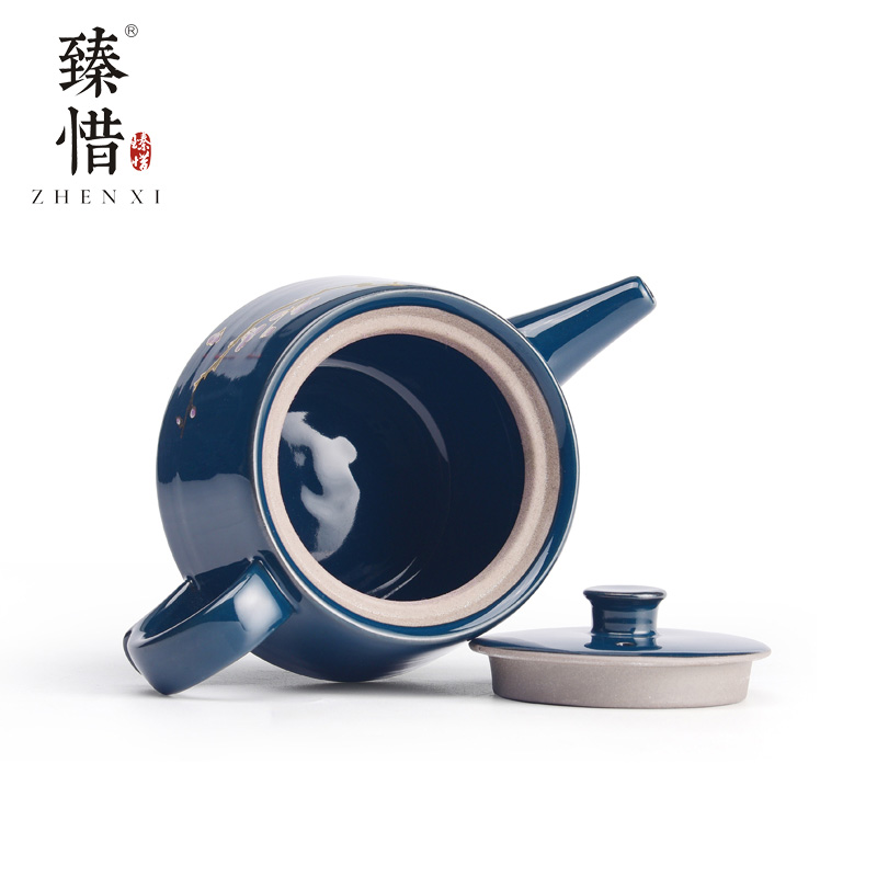 "Precious little ji blue modern ceramic teapot household pot of Japanese kung fu tea set of the filter the teapot tea by hand