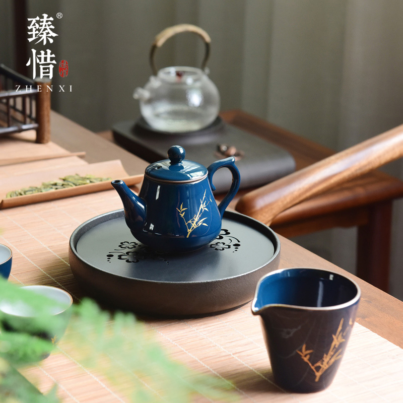 "Precious little ji blue modern ceramic teapot household pot of Japanese kung fu tea set of the filter the teapot tea by hand