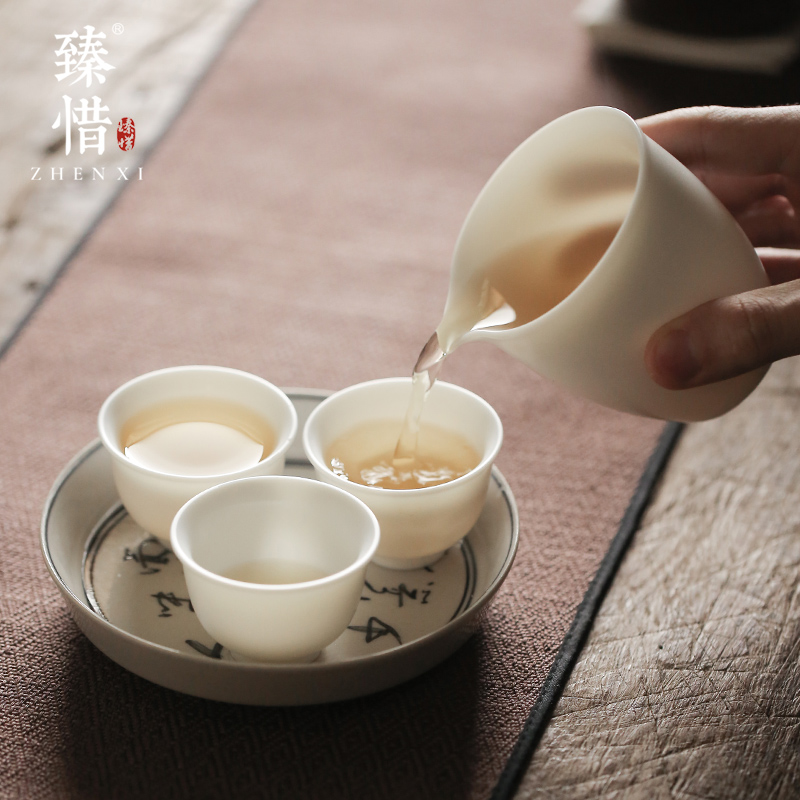 Become precious little dehua biscuit firing suet jade white porcelain points fair keller of tea ware ceramic cup with tea sea kung fu tea accessories