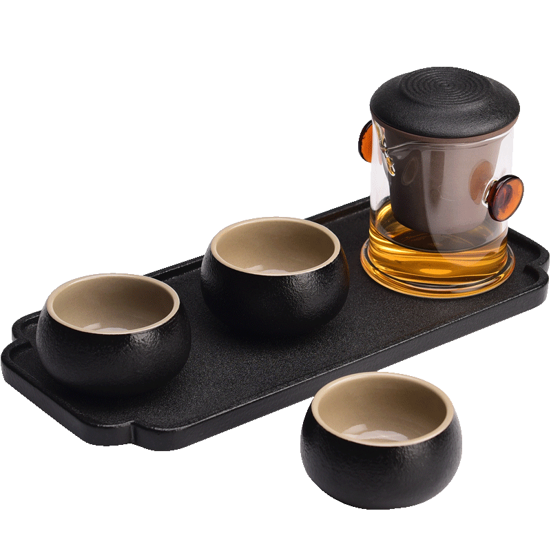 By understanding the modern tea mercifully tea sets contracted household kung fu tea set of black ceramic teapot dry tea tray