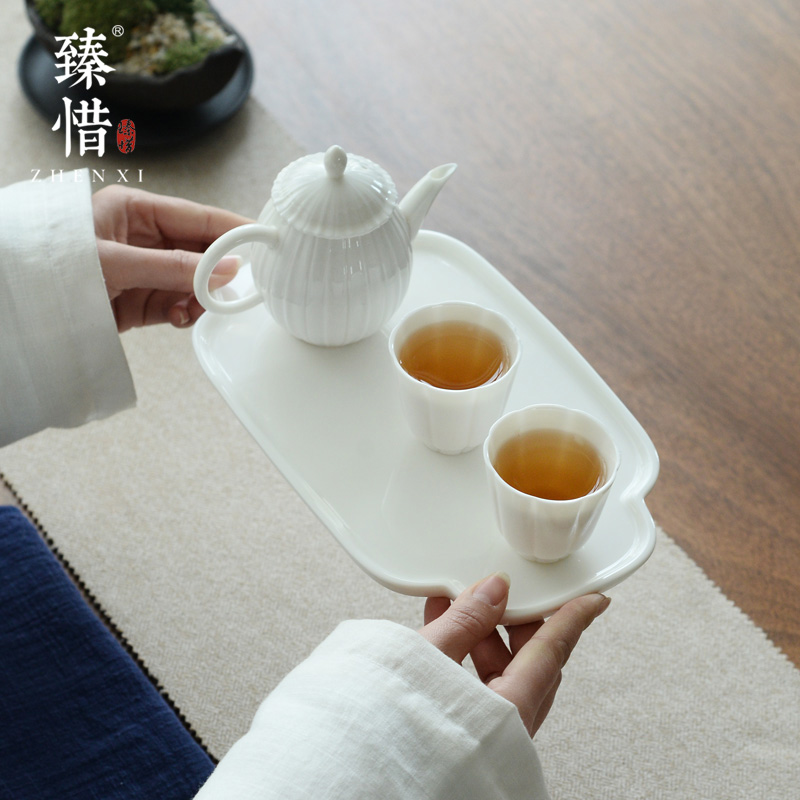 Become precious little dehua white porcelain household dry tea tray was contracted kung fu tea tea saucer candy dish mini size