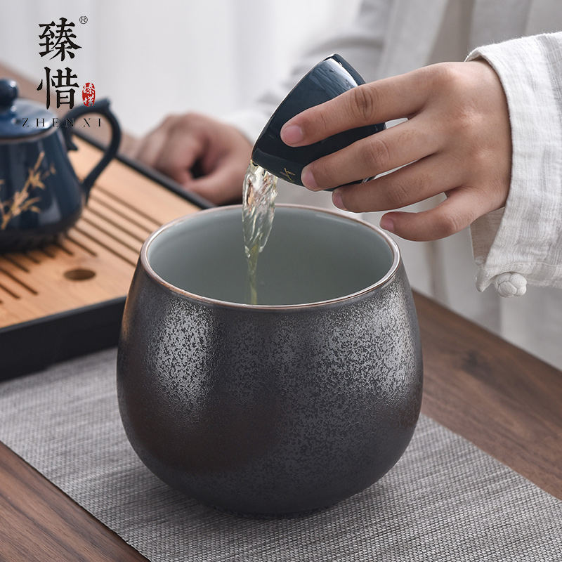 "Precious little ji blue tea leaf - cylinder washing kung fu tea tea tea tray tea accessories writing brush washer wash water jar ceramic cup size