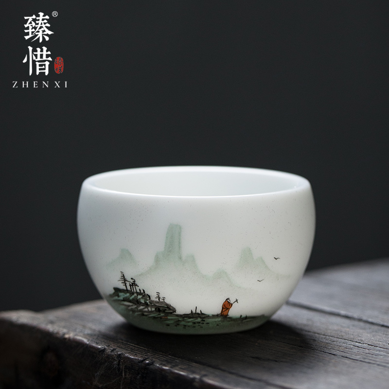 Become precious little hand - made aoyama, abbreviation suet jade white porcelain cup perfectly playable cup teapot tea tea master CPU