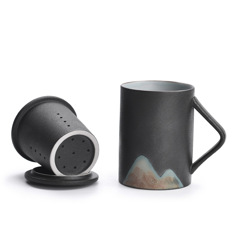 By understanding the modern distant mountains mark cup with cover filter ceramic cups creative office cup ink wind household water bottle