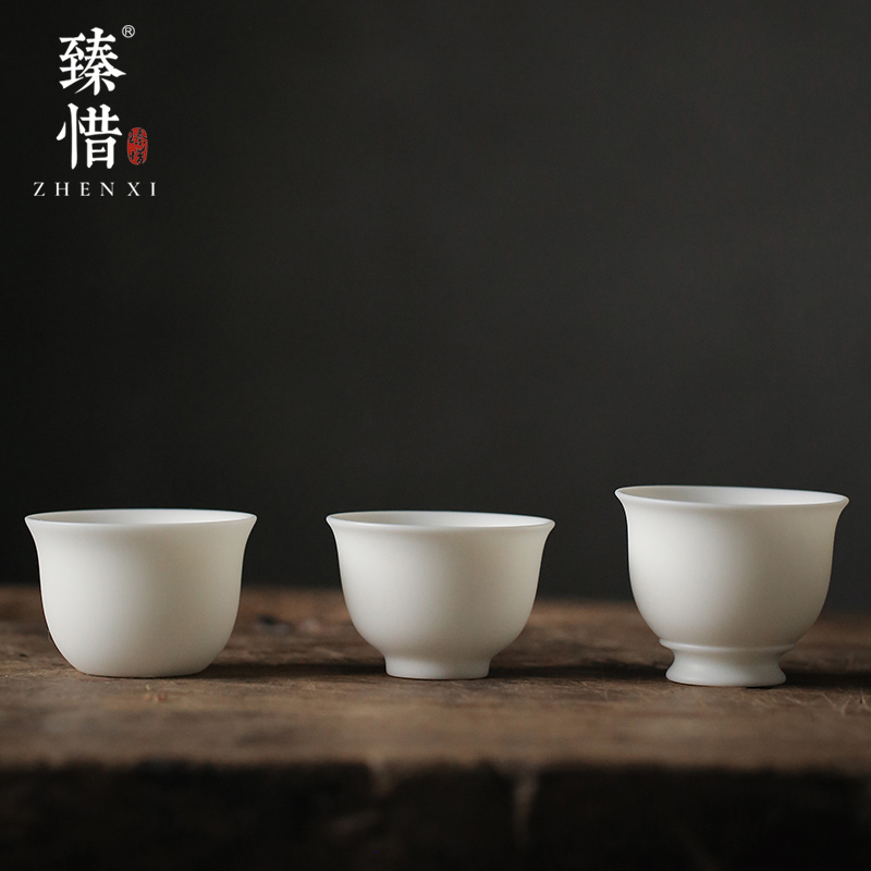 "Precious little dehua biscuit firing suet jade white porcelain cup tea sample tea cup perfectly playable cup bowl master single CPU