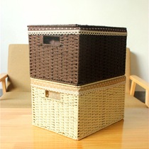 Hand-woven storage box small bedroom desktop storage box with lid finishing box storage box storage box book box storage basket